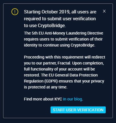 Požadavky na CryptoBridge
