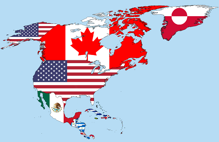 mapa zemí Severní Ameriky