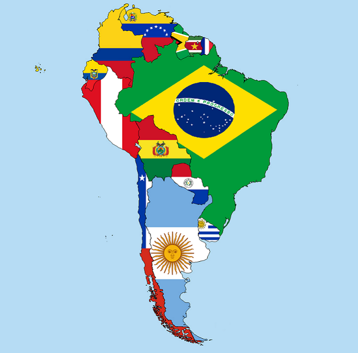 zemljevid držav Južne Amerike
