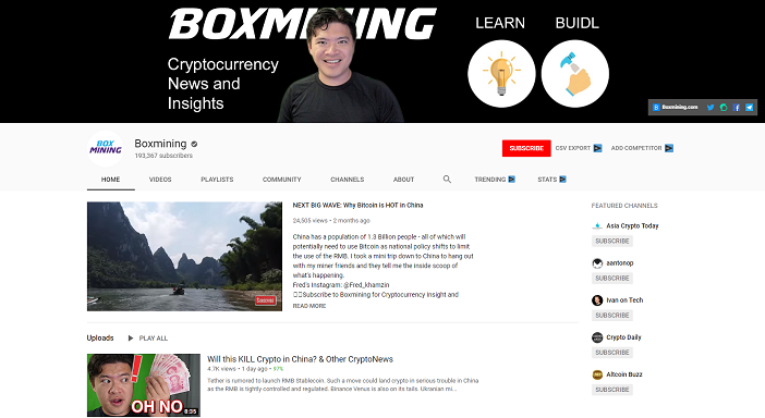 boxmining youtube-kanaal, crypto-youtubers
